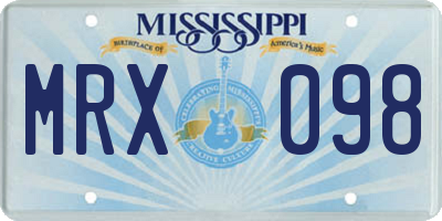 MS license plate MRX098