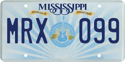 MS license plate MRX099