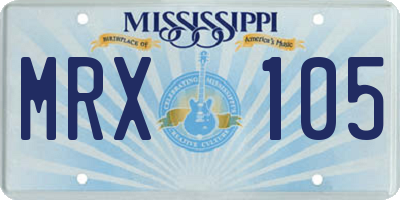 MS license plate MRX105