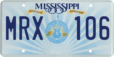 MS license plate MRX106