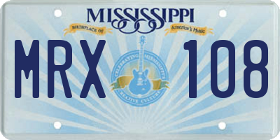 MS license plate MRX108