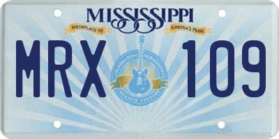 MS license plate MRX109