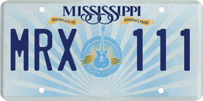 MS license plate MRX111