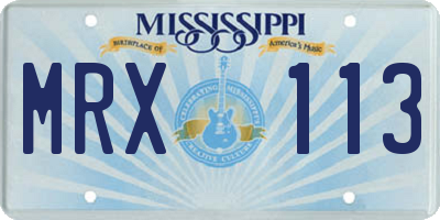 MS license plate MRX113