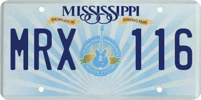MS license plate MRX116
