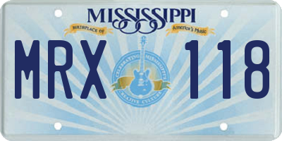 MS license plate MRX118