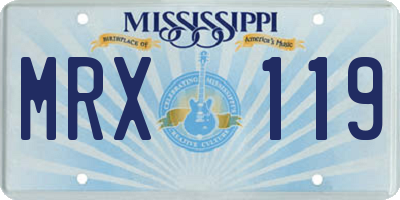 MS license plate MRX119