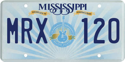 MS license plate MRX120