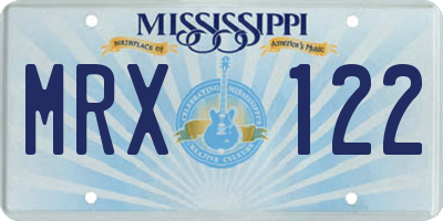 MS license plate MRX122