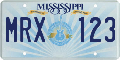 MS license plate MRX123