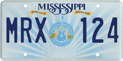 MS license plate MRX124