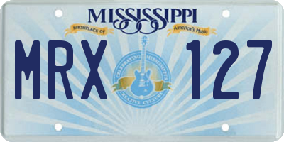 MS license plate MRX127