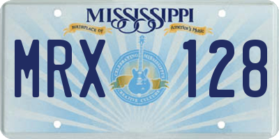 MS license plate MRX128