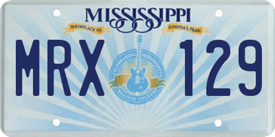 MS license plate MRX129