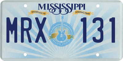 MS license plate MRX131