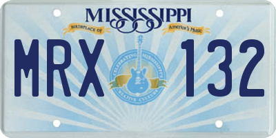 MS license plate MRX132