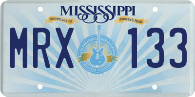MS license plate MRX133