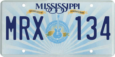 MS license plate MRX134