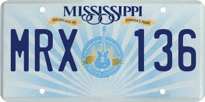 MS license plate MRX136