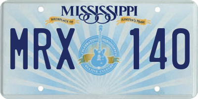 MS license plate MRX140