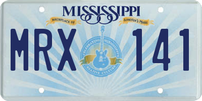 MS license plate MRX141