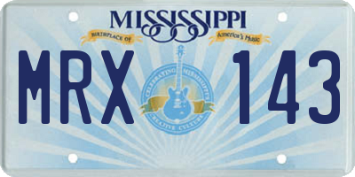 MS license plate MRX143