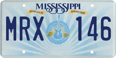 MS license plate MRX146