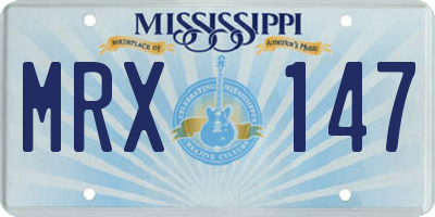 MS license plate MRX147