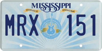 MS license plate MRX151
