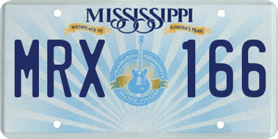 MS license plate MRX166