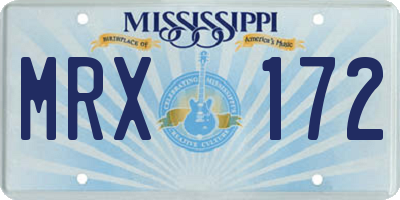 MS license plate MRX172