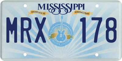 MS license plate MRX178