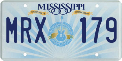 MS license plate MRX179