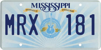 MS license plate MRX181