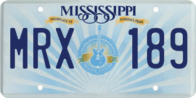 MS license plate MRX189