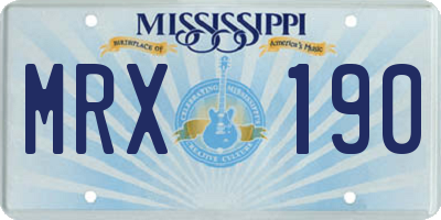 MS license plate MRX190