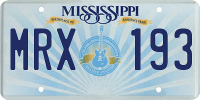 MS license plate MRX193