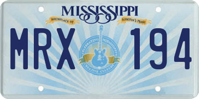MS license plate MRX194