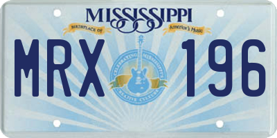 MS license plate MRX196