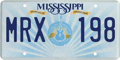 MS license plate MRX198