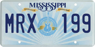 MS license plate MRX199