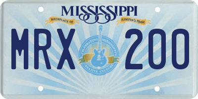 MS license plate MRX200