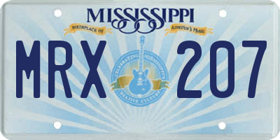 MS license plate MRX207