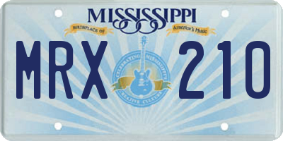 MS license plate MRX210