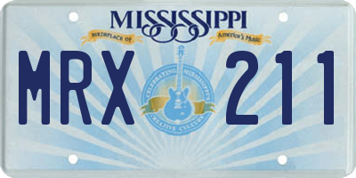 MS license plate MRX211