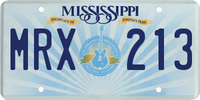 MS license plate MRX213