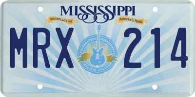 MS license plate MRX214