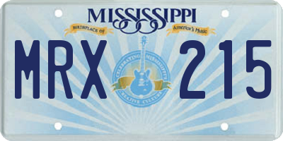 MS license plate MRX215