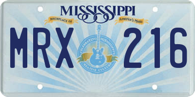 MS license plate MRX216