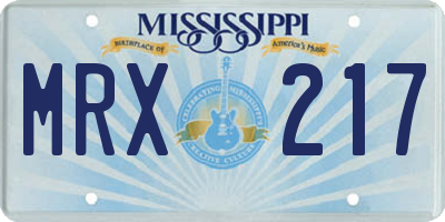 MS license plate MRX217